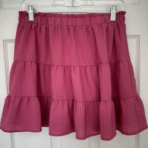 Heatherly Pink Tiered Mini Skirt Romantic Flowy Girly Chic Soft Girl Style
